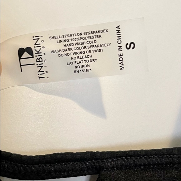 NWT TiniBikini One Piece Ruffle Top Swimsuit, Black, S - Picture 6 of 8